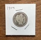 1904 Barber Quarter, 90% Silver, 25C Coin, Circulated
