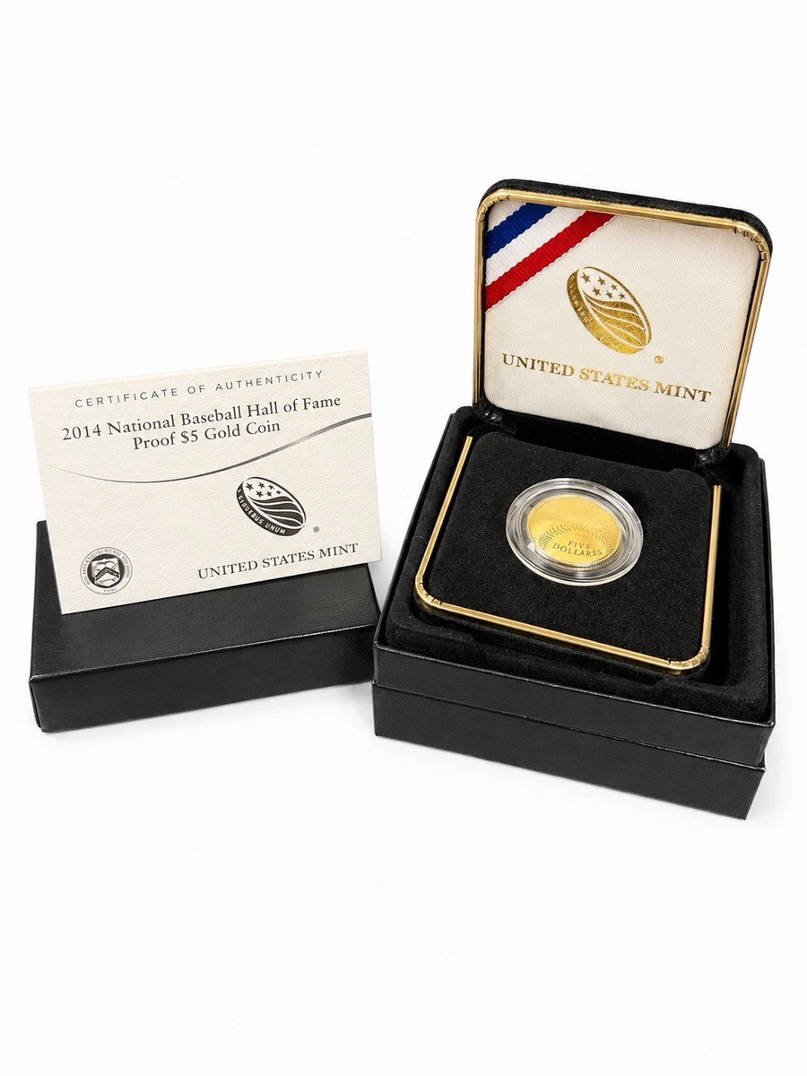 コレクション National Baseball Hall Gold Coin $5 2014 Proof US Modern Gold Commemorative Coins (1984-Now) for