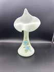 Fenton art glass milk blue vase floral flower burmese vtg wave crest spanish 10"
