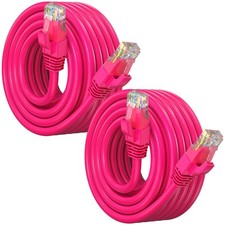Cat 6 Ethernet Cable High-Speed LAN Internet Patch Network UTP Pink 25 ft 2 PCS