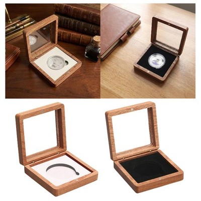 Präsentationsbox aus Holz für Münzsammler mit transparentem Deckel