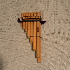 Norem Bamboo Pan Flute with Rainbow Band, Beige, 11x4in Musical Instrument