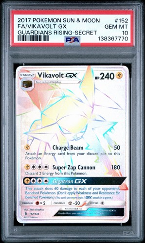 PSA 10 Pokemon TCG Vikavolt GX 152/145 Guardians Rising Secret Rare - POP 101