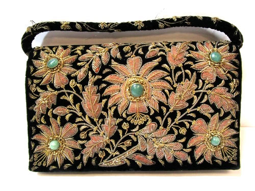 Vintage Embroidered Evening Bag With Zardozi Embroidery