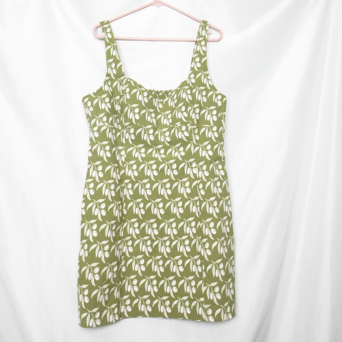 Anthropologie Maeve Bombshell Linen-Blend Mini Dress Green Olive XL $158