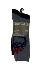 Timberland Boot Crew Socks 2 Pairs One Size FIts Most  Black And Gray