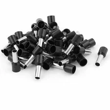 50 x 10mm2 Crimp Cord End Terminal Insulated Bootlace Ferrule Connector Black