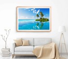 Palm Tree Island Print, Sea Wall Art, Blue Sky Framed Beach Wall Art, Coastal