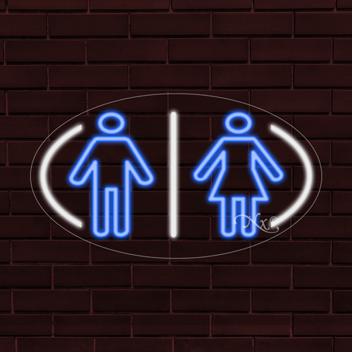 NUEVO LOGOTIPO DE BAÑOS con Borde Ovalado 28x16x1 PULGADAS LED VENTANA FLEXIBLE LETRERO INTERIOR 34285 - Imagen 1 de 1