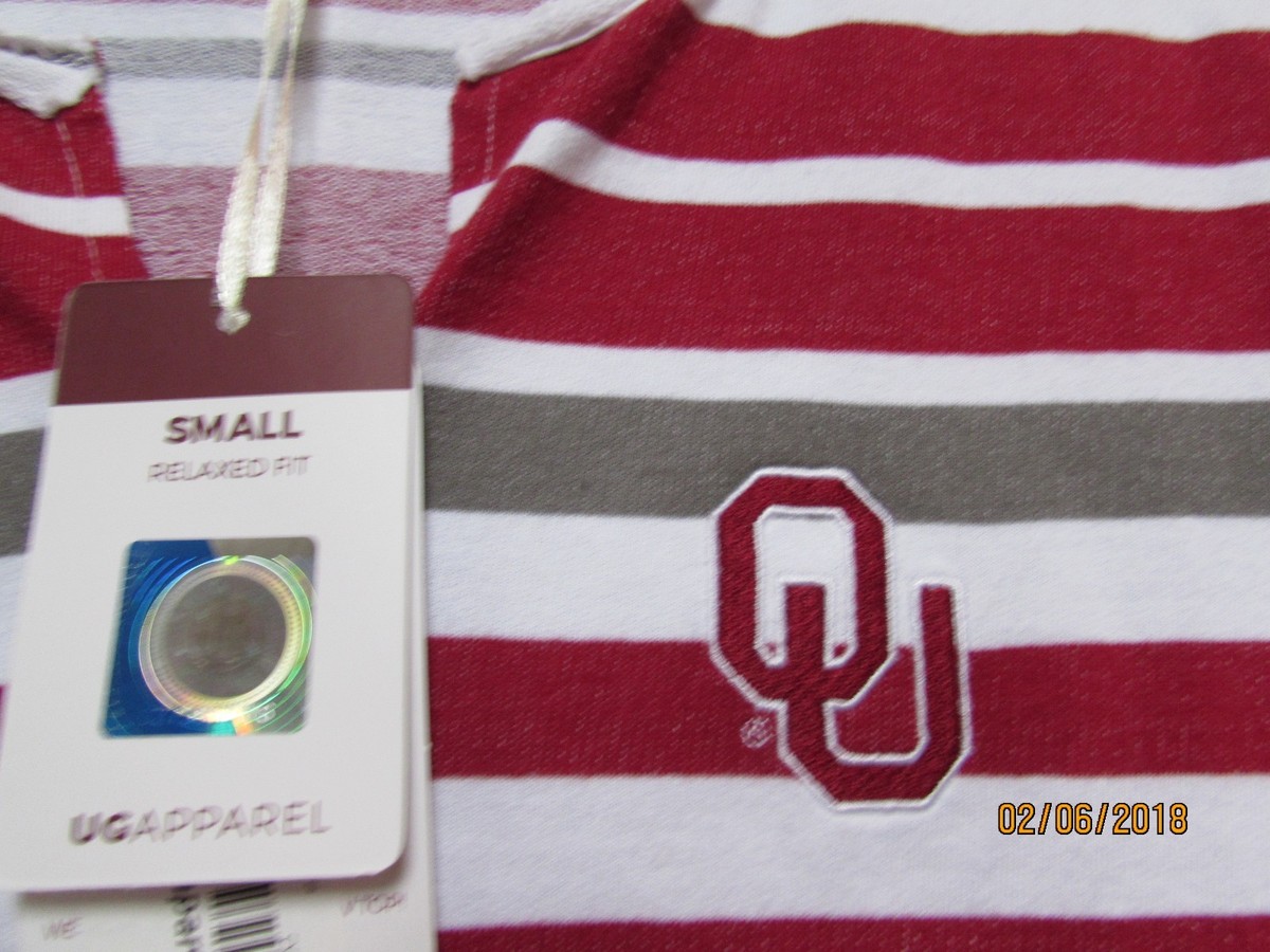 New women size S Ug Apparel OU University Oklahoma Striped Red