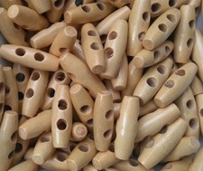 6 / 12 /18 Natural Coloured Wood Toggle Buttons Sewing Duffle Coats 30 x10mm