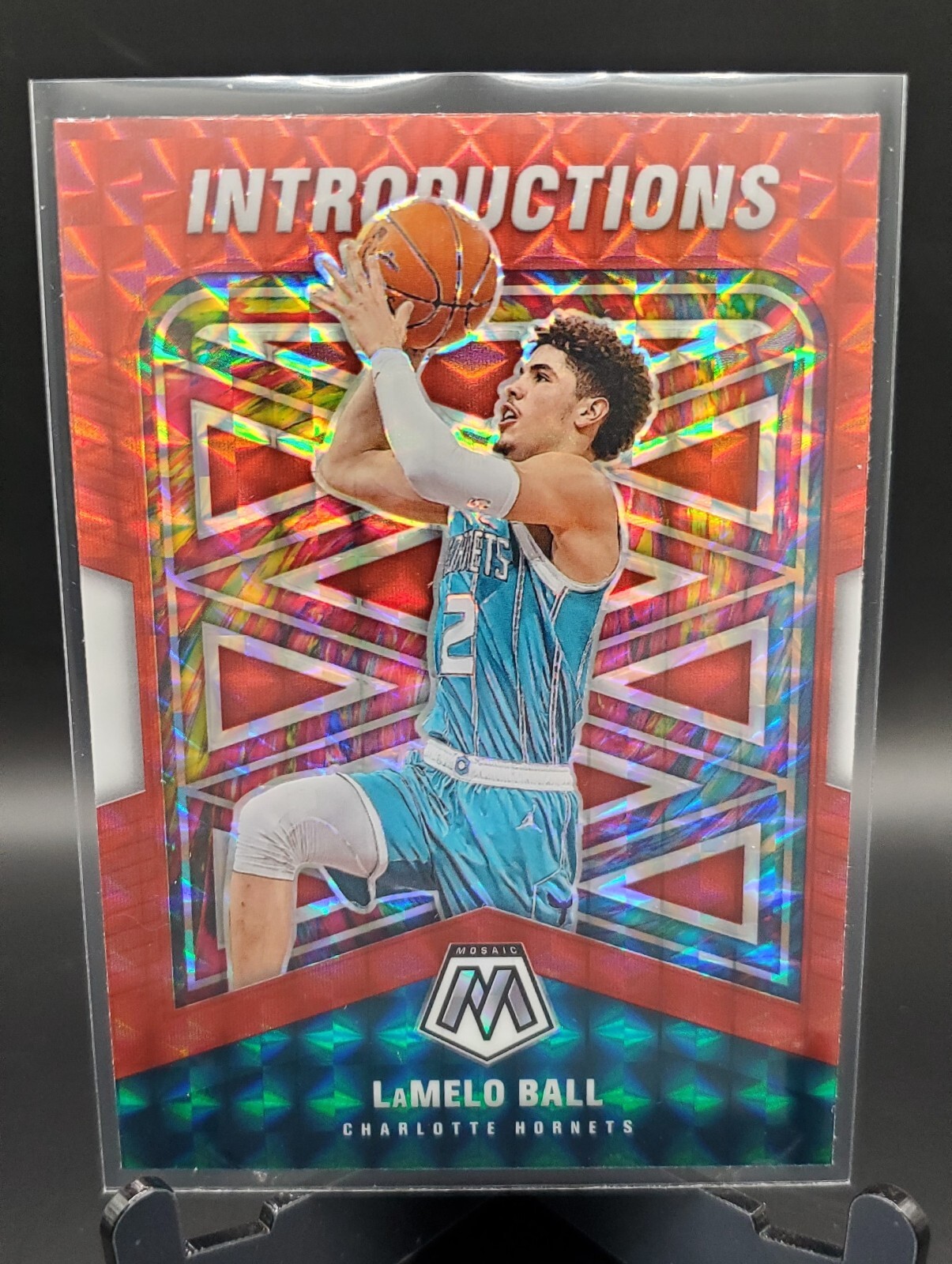 LaMelo Ball 2020-21 Panini Mosaic Red Introductions RC #5 Hornets