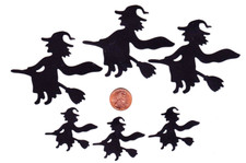 QuicKutz WITCH Die Cuts - Halloween Flying Witches Set of 6 - 2 Sizes Diecuts