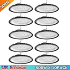 500W 10 Pack UFO LED High Bay Light Industrial Factory Warehouse Shop Commercial