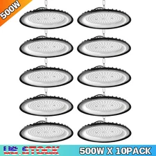 500W 10 Pack UFO LED High Bay Light Industrial Factory Warehouse Shop Commercial
