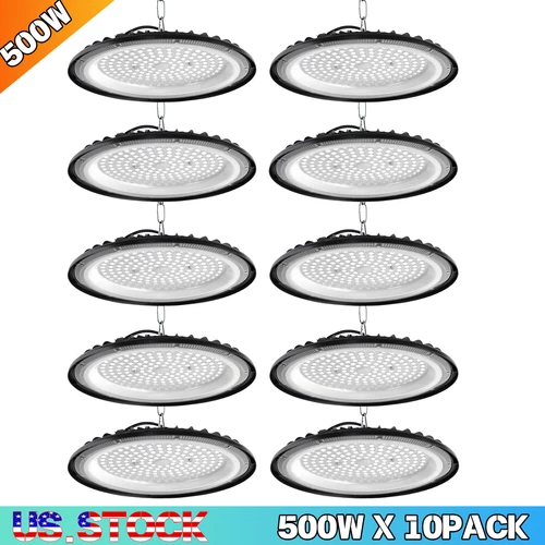 10 Pack 500W UFO LED High Bay Light Shop Industrial Commercial Factory Warehouse