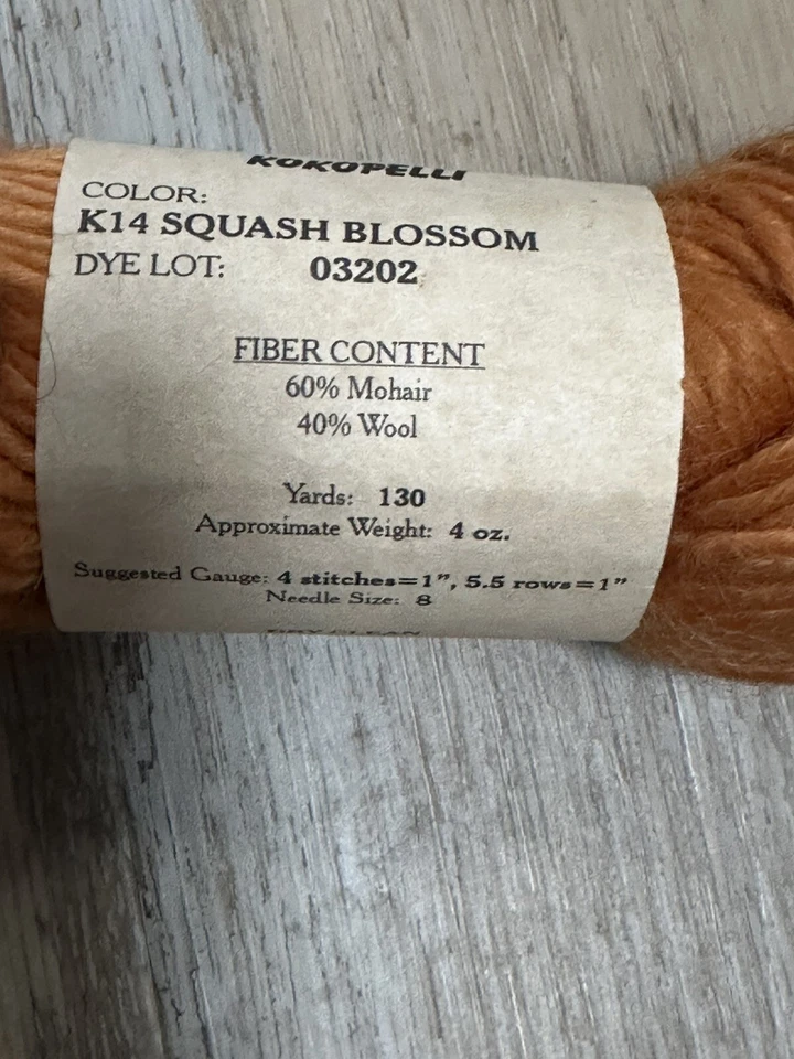 NWT Fiesta Yarns Kokopelli 4oz/130y 60/40 Wool Mohair Squash Blossom - Image 3 of 4