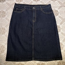 BE-GIRL Basic Women  s Denim Skirt XL Mid Length Embroidered Back Pockets