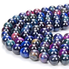 8MM Purple Blue Tiger Eye Gemstone Round Loose Beads D376 