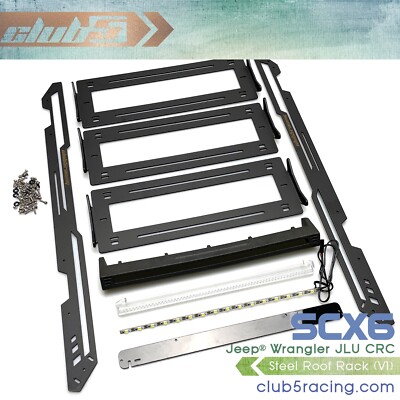 Metal Roof Rack ( V1 ) w/ Dual Light Bar for SCX6 Jeep JLU