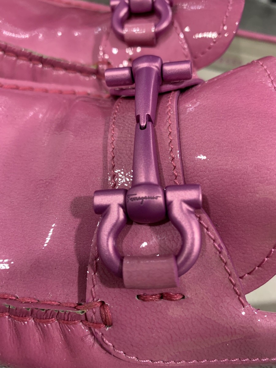 Salvatore Ferragamo Women Parigi Driving Shoe Patent Pink Bit