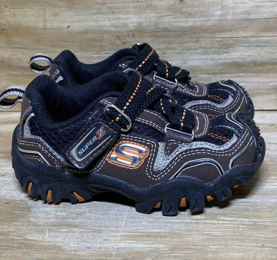 Skechers Super Z Toddler Shoes Size 6.5 Brown Orange Hook and Loop-image