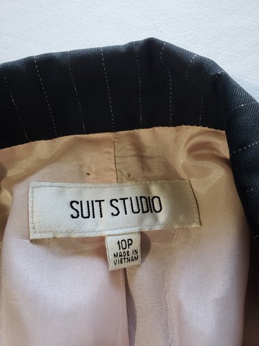 Suit Studio Hosenanzug Damen 10 P schwarz rosa Nadelstreifen gefüttert Polyester - Bild 3 von 11