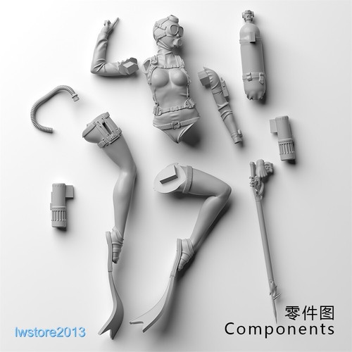 1/24 Resin Sexy Diving Girl Unassembled Unpainted Miniatures Figures Model Toys - 第 4/5 張圖片