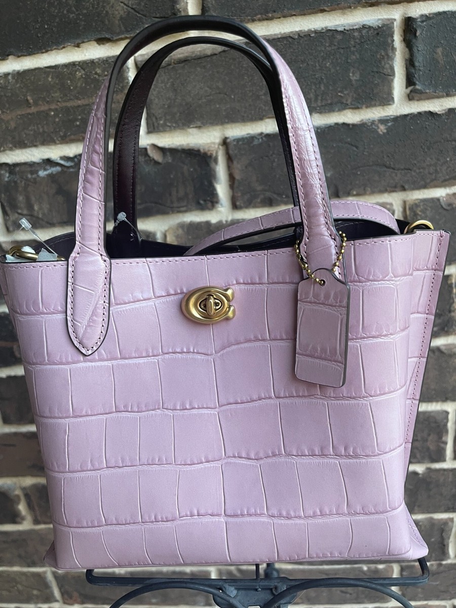 NWT $350 COACH Crocodile-Embossed Leather Willow 24 Tote Ice