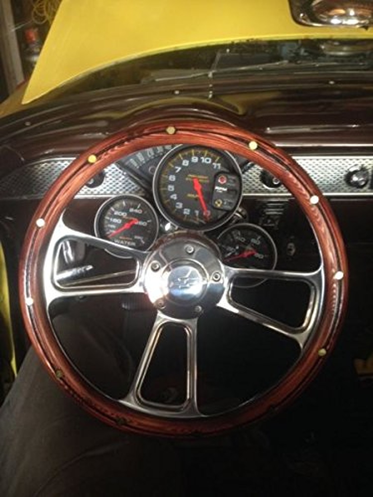 1970 Camaro Steering Wheel 14" Polished Aluminum & Wood Steering Wheel With Chevy Bowtie Horn – 6-Bolt Pattern Chevy Bowtie Horn Button - Foto 13