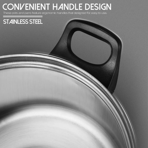12/10pcs Stainless Steel Cookware Saucepan Set Pan Pot Kitchen Cooking Glass Lid - Picture 5 of 43