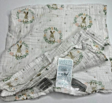 Aden  Anais Baby Blanket Blushing Bunny Leaf Wreath Muslin Small 23x23