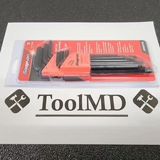 Snap-on Tools USA NEW 9pc Metric L-Shaped ScrewHold Ball Hex Wrench Set AWMBPH9