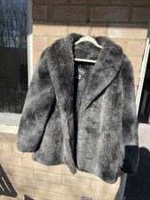 Olympia Made In Usa Faux Fur Coat Brown Grey Size Medium Vintage