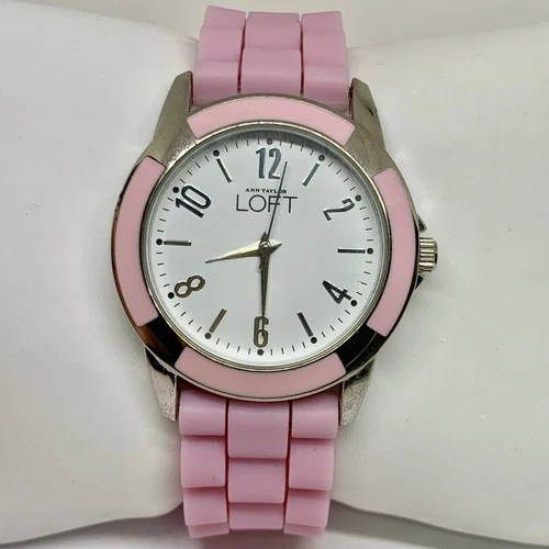 Ann Taylor Loft pink silver Tone Quartz Analog Women's Watch 38mm running