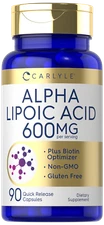 Alpha Lipoic Acid 600mg | Plus Biotin Optimizer | 90 Capsules | by Carlyle