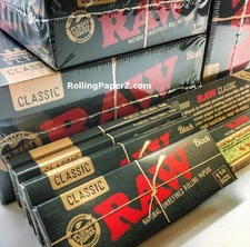 4x Packs RAW ALL NATURAL BLACK Double Pressed CLASSIC 1 1/4 Size ROLLING PAPERS
