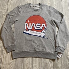 NASA Logo Crewneck Sweatshirt Men s L Gray Shuttle NWT