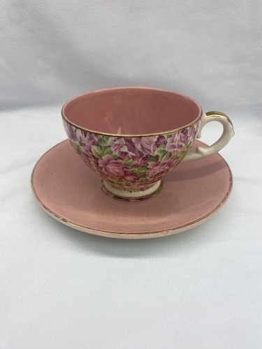 Royal Leighton Tea Cup & Saucer - Pink Rose Chintz & Pink- England - 第 1/4 張圖片