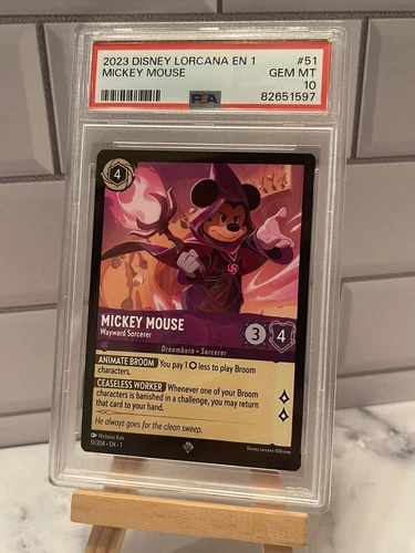 Disney Lorcana Mickey Mouse Wayward Sorcerer 51/204 Non-Foil - PSA 10 GEM MT