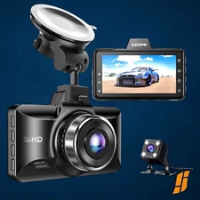 AZDOME Dual Dash Cam Front and Rear, 3 inch 2.5D IPS Screen Car Driving