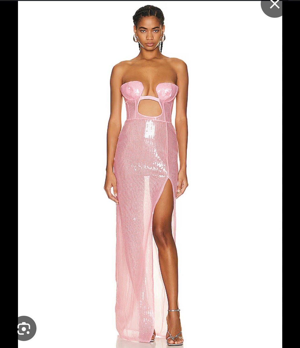 david koma pink sequin dress David Koma Sequin Midi Dress in Pink