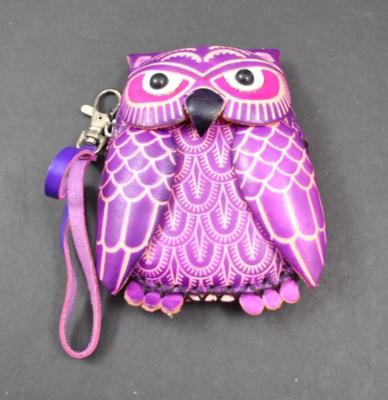 Handmade Leather 3D Animal Owl Coin Purse Pocket Handbag Man Women Child P7