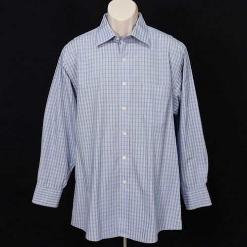 Michael Kors kariertes Herrenhemd 16,5 - 32/33 L Large blau kariert Button Down