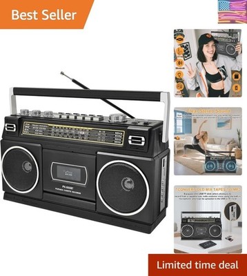 Cassette Player Boombox with Bluetooth, AM/FM/SW Radio & Record to USB, 24W S...