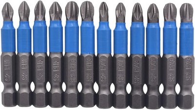 12Pcs 50mm S2 Steel Magnetic Anti Slip Cross Pozidriv Screwdriver Bits Set PH1 P