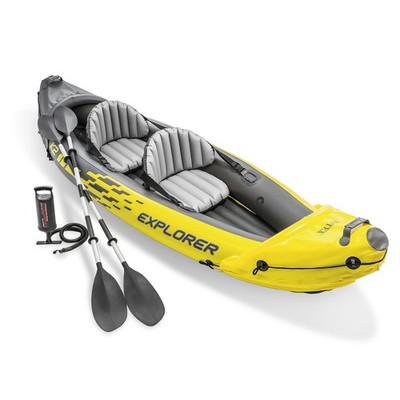 INTEX Explorer K2 Inflatable Kayak w/ Aluminum Oars & Pump,Yellow (Open Box)