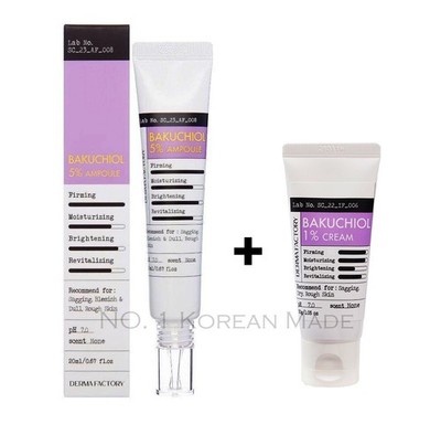 DERMA FACTORY/Bakuchiol 1% Cream 30g + Bakuchiol 5% Ampoule 20ml/Wrinkles,Pores