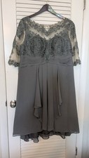 NWT JJ  s House Beautiful Chiffon Lace Mother of Bride Dress Soft Gray  92