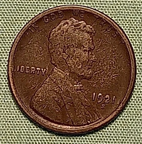 1921-S Lincoln Cent Wheat Penny, (Fine) And Good For Collector's (D285)